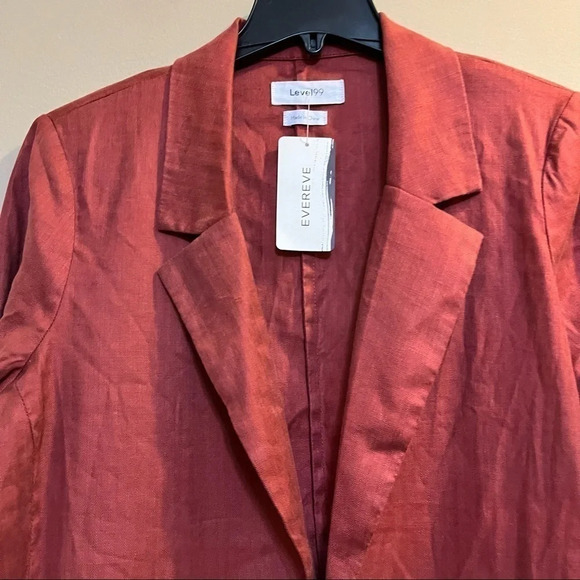 Level 99 Rachel Stretch Linen Tencel Blazer NWT Sz L Rose Pockets Open Front - Picture 3 of 10